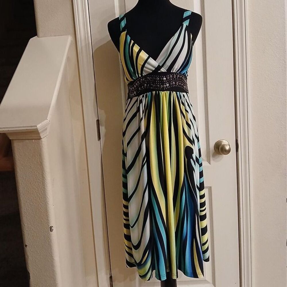 Y2K Vintage Mcbling Empire Waist Dress Studded Accents M Indie Sleaze Baddie